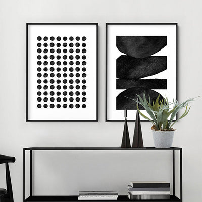 Abstract Monochrome | Spots - Art Print, Poster, Stretched Canvas or Framed Wall Art, shown framed in a home interior space