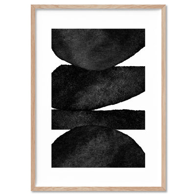 Abstract Monochrome | Organic Shapes - Art Print, Poster, Stretched Canvas, or Framed Wall Art Print, shown in a natural timber frame