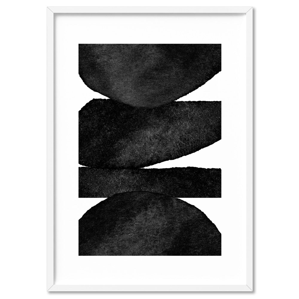 Abstract Monochrome | Organic Shapes - Art Print, Poster, Stretched Canvas, or Framed Wall Art Print, shown in a white frame