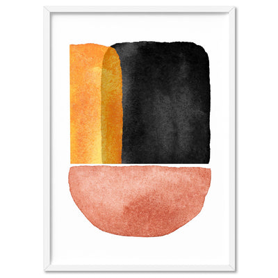 Abstract Mid Century | Terracotta on Black I - Art Print, Poster, Stretched Canvas, or Framed Wall Art Print, shown in a white frame