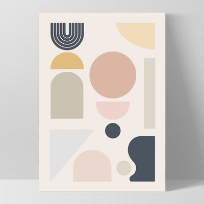 Mid Century Geo Shapes II - Art Print, Poster, Stretched Canvas, or Framed Wall Art Print, shown as a stretched canvas or poster without a frame