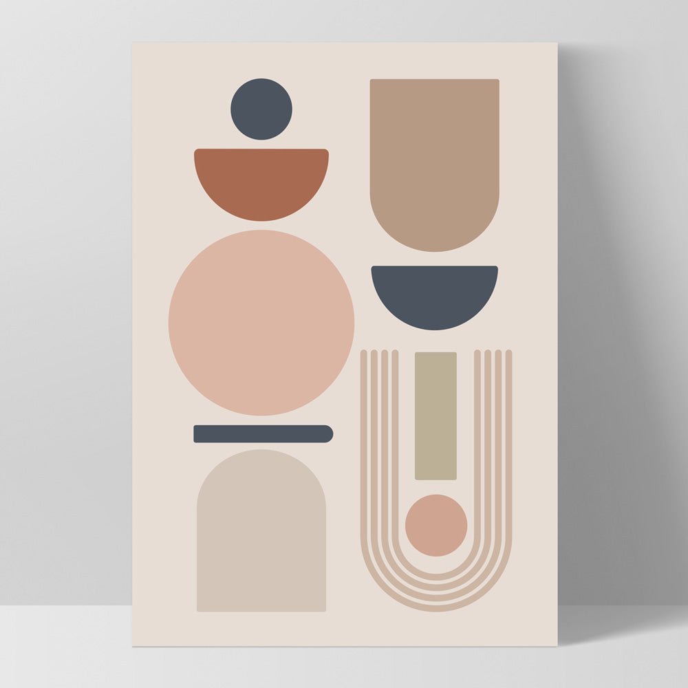 Mid Century Geo Shapes III - Art Print, Poster, Stretched Canvas, or Framed Wall Art Print, shown as a stretched canvas or poster without a frame