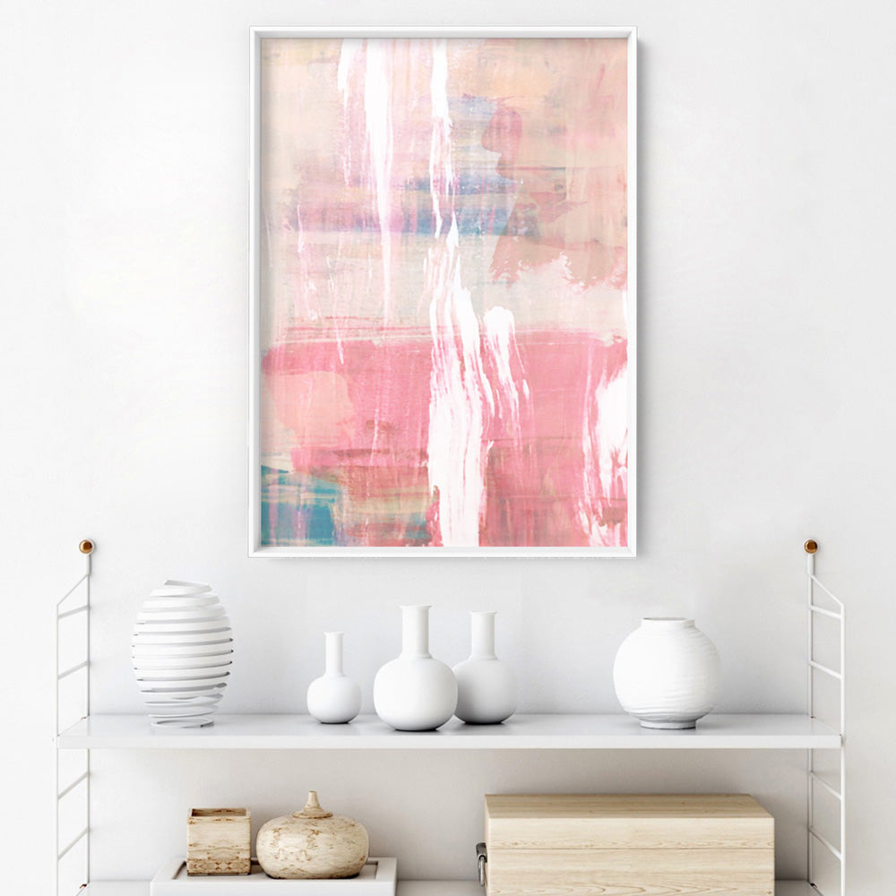 Blush Flurry II  - Art Print, Poster, Stretched Canvas or Framed Wall Art Prints, shown framed in a room