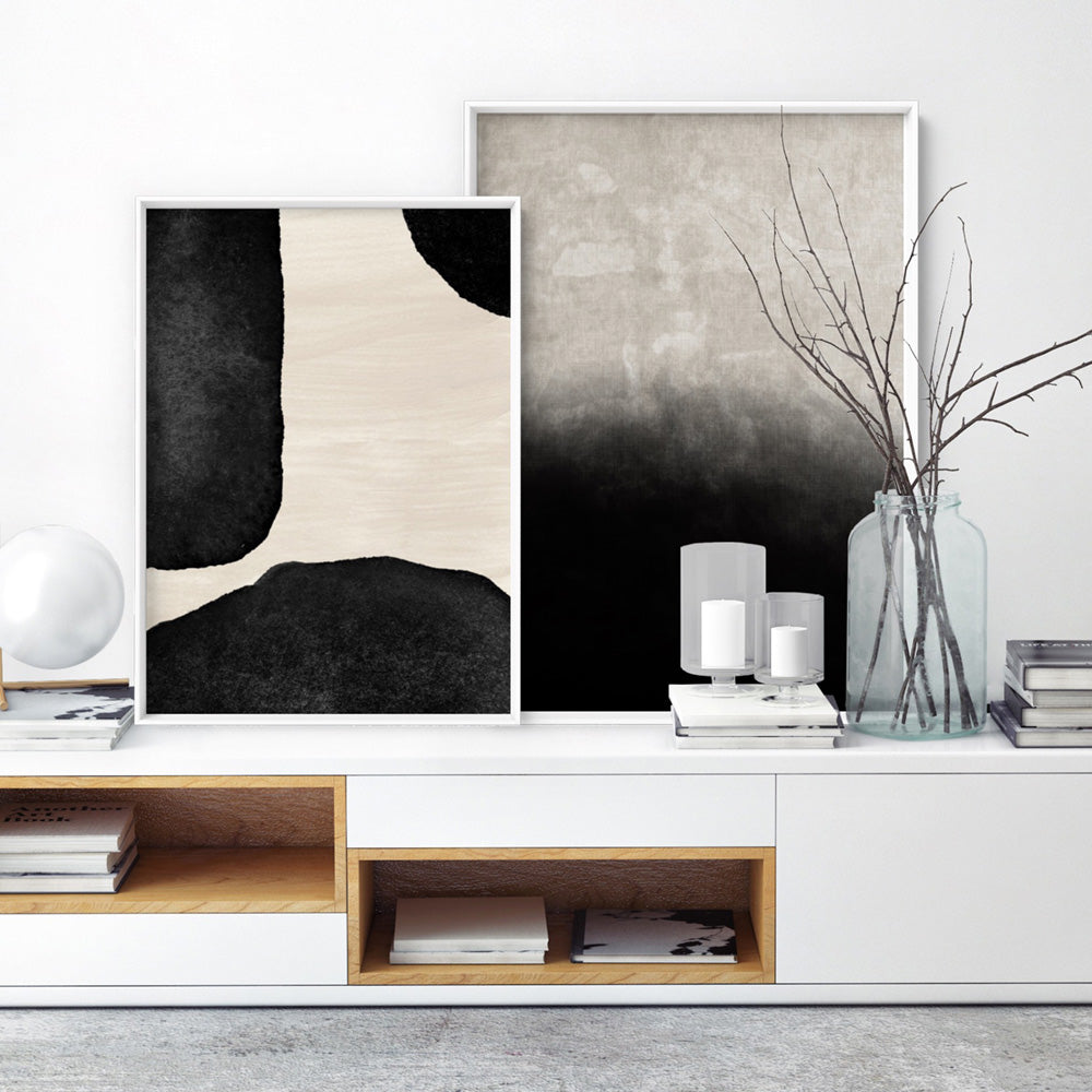 Formes Noires III - Art Print, Poster, Stretched Canvas or Framed Wall Art, shown framed in a home interior space