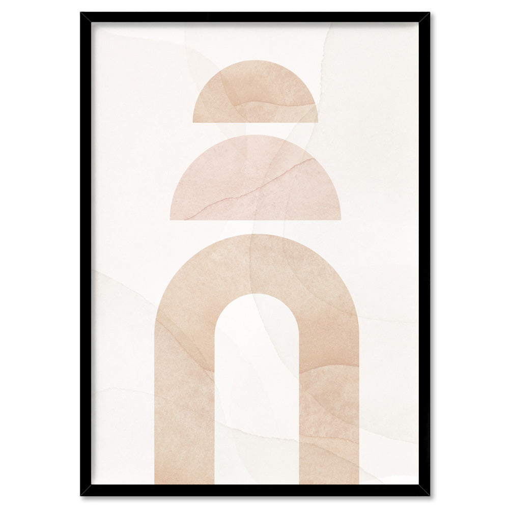 Boho Aquarelle Geo II - Art Print, Poster, Stretched Canvas, or Framed Wall Art Print, shown in a black frame