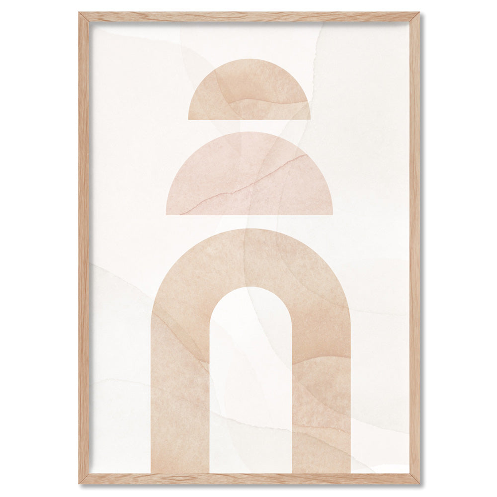 Boho Aquarelle Geo II - Art Print, Poster, Stretched Canvas, or Framed Wall Art Print, shown in a natural timber frame