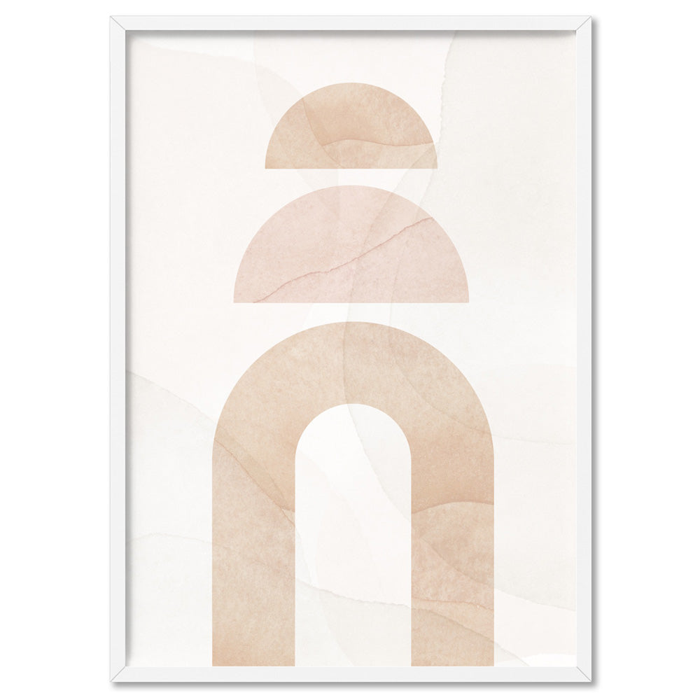 Boho Aquarelle Geo II - Art Print, Poster, Stretched Canvas, or Framed Wall Art Print, shown in a white frame