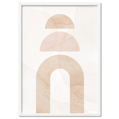 Boho Aquarelle Geo II - Art Print, Poster, Stretched Canvas, or Framed Wall Art Print, shown in a white frame
