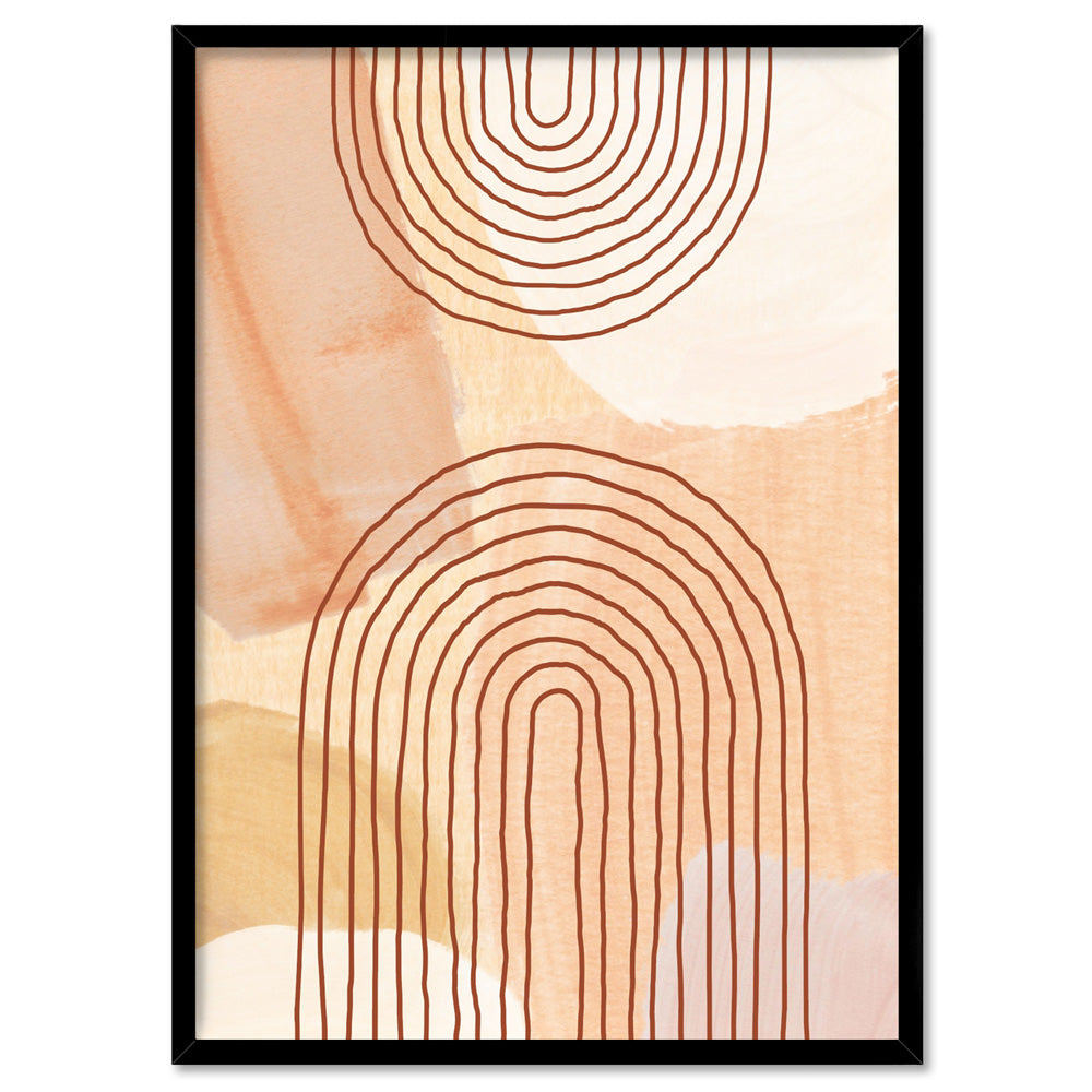 Boho Abstracts | Terra Arches V - Art Print, Poster, Stretched Canvas, or Framed Wall Art Print, shown in a black frame