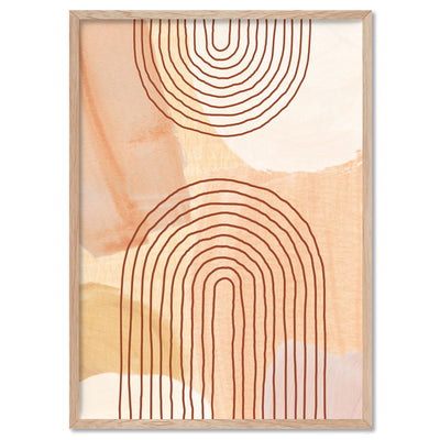 Boho Abstracts | Terra Arches V - Art Print, Poster, Stretched Canvas, or Framed Wall Art Print, shown in a natural timber frame