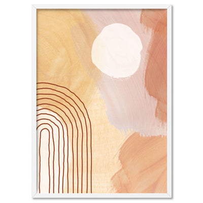 Boho Abstracts | Terra Arches VI - Art Print, Poster, Stretched Canvas, or Framed Wall Art Print, shown in a white frame