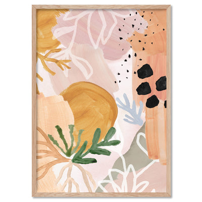 Garden of Earthly Delights | Peach - Art Print, Poster, Stretched Canvas, or Framed Wall Art Print, shown in a natural timber frame