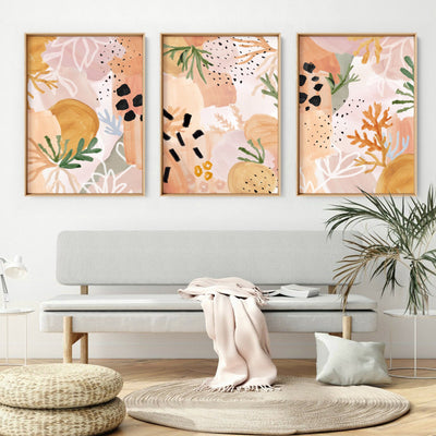 Garden of Earthly Delights | Peach - Art Print, Poster, Stretched Canvas or Framed Wall Art, shown framed in a home interior space