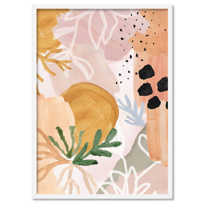 Garden of Earthly Delights | Peach - Art Print, Poster, Stretched Canvas, or Framed Wall Art Print, shown in a white frame