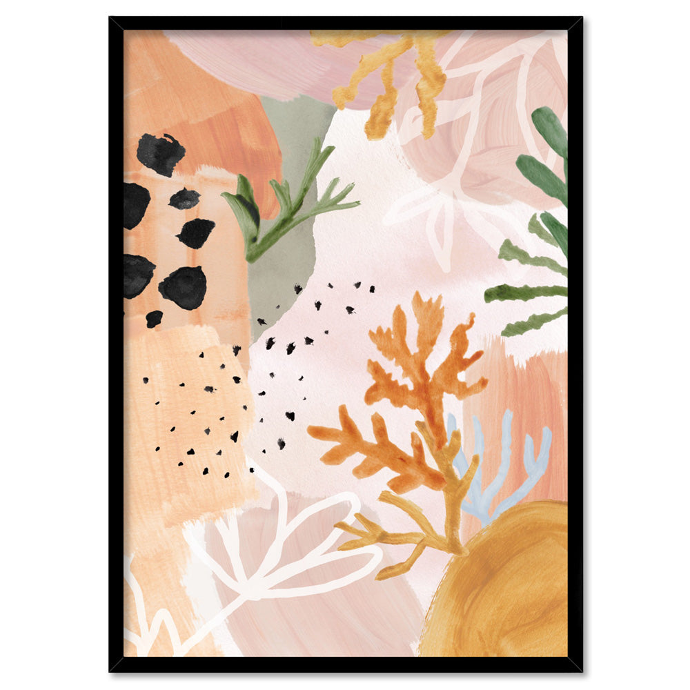 Garden of Earthly Delights | Peach II - Art Print, Poster, Stretched Canvas, or Framed Wall Art Print, shown in a black frame