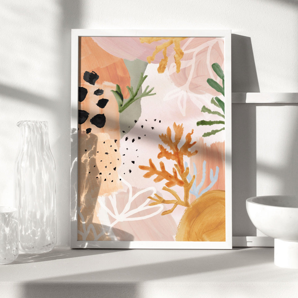 Garden of Earthly Delights | Peach II - Art Print, Poster, Stretched Canvas or Framed Wall Art Prints, shown framed in a room