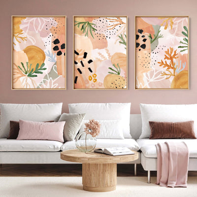 Garden of Earthly Delights | Peach II - Art Print, Poster, Stretched Canvas or Framed Wall Art, shown framed in a home interior space
