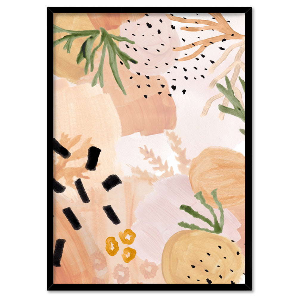 Garden of Earthly Delights | Peach III - Art Print, Poster, Stretched Canvas, or Framed Wall Art Print, shown in a black frame