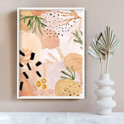 Garden of Earthly Delights | Peach III - Art Print, Poster, Stretched Canvas or Framed Wall Art Prints, shown framed in a room