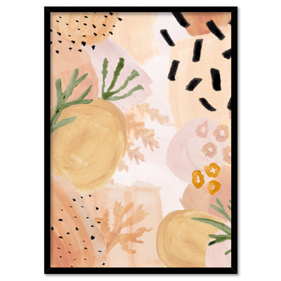 Garden of Earthly Delights | Peach IV - Art Print, Poster, Stretched Canvas, or Framed Wall Art Print, shown in a black frame