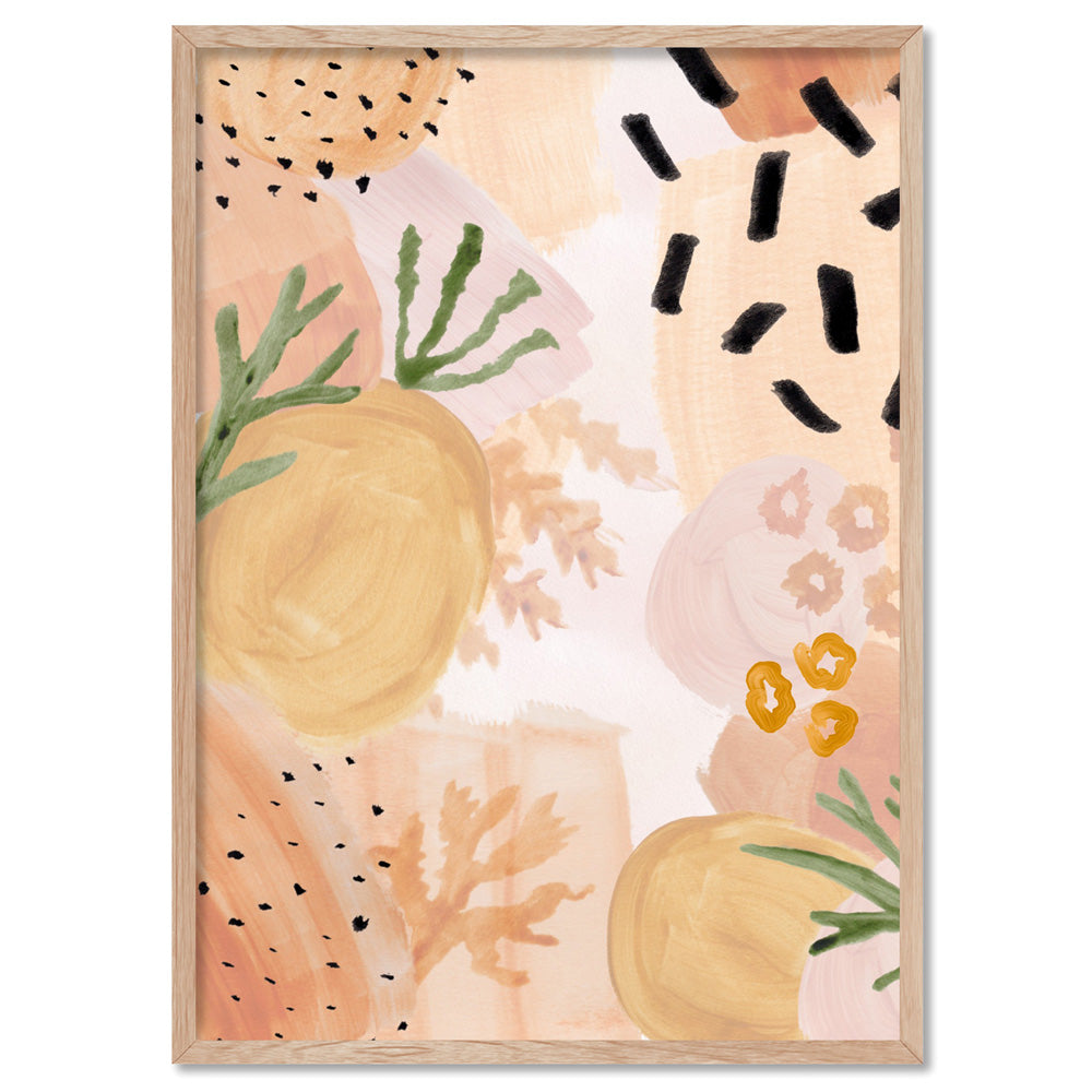 Garden of Earthly Delights | Peach IV - Art Print, Poster, Stretched Canvas, or Framed Wall Art Print, shown in a natural timber frame
