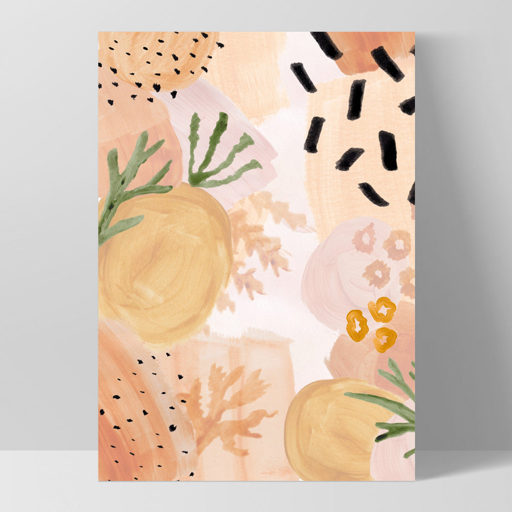 Garden of Earthly Delights | Peach IV - Art Print, Poster, Stretched Canvas, or Framed Wall Art Print, shown as a stretched canvas or poster without a frame