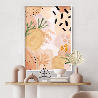 Garden of Earthly Delights | Peach IV - Art Print, Poster, Stretched Canvas or Framed Wall Art Prints, shown framed in a room