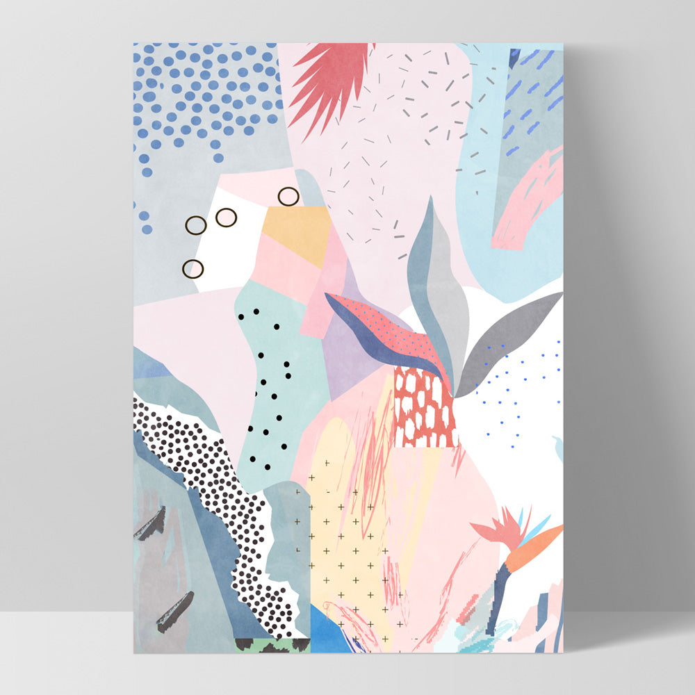 Abstract Geo Pastel Gardens I - Art Print, Poster, Stretched Canvas, or Framed Wall Art Print, shown as a stretched canvas or poster without a frame