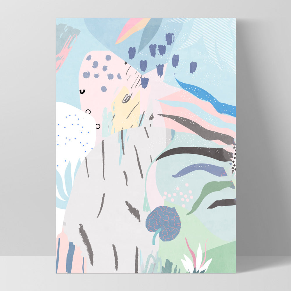 Abstract Geo Pastel Gardens II - Art Print, Poster, Stretched Canvas, or Framed Wall Art Print, shown as a stretched canvas or poster without a frame