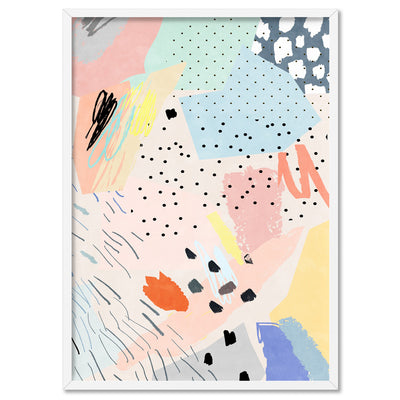 Abstract Geo Pastel Gardens III - Art Print, Poster, Stretched Canvas, or Framed Wall Art Print, shown in a white frame