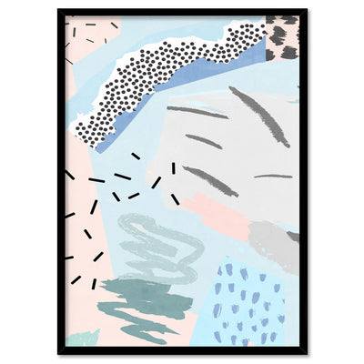 Abstract Geo Pastel Gardens IV - Art Print, Poster, Stretched Canvas, or Framed Wall Art Print, shown in a black frame