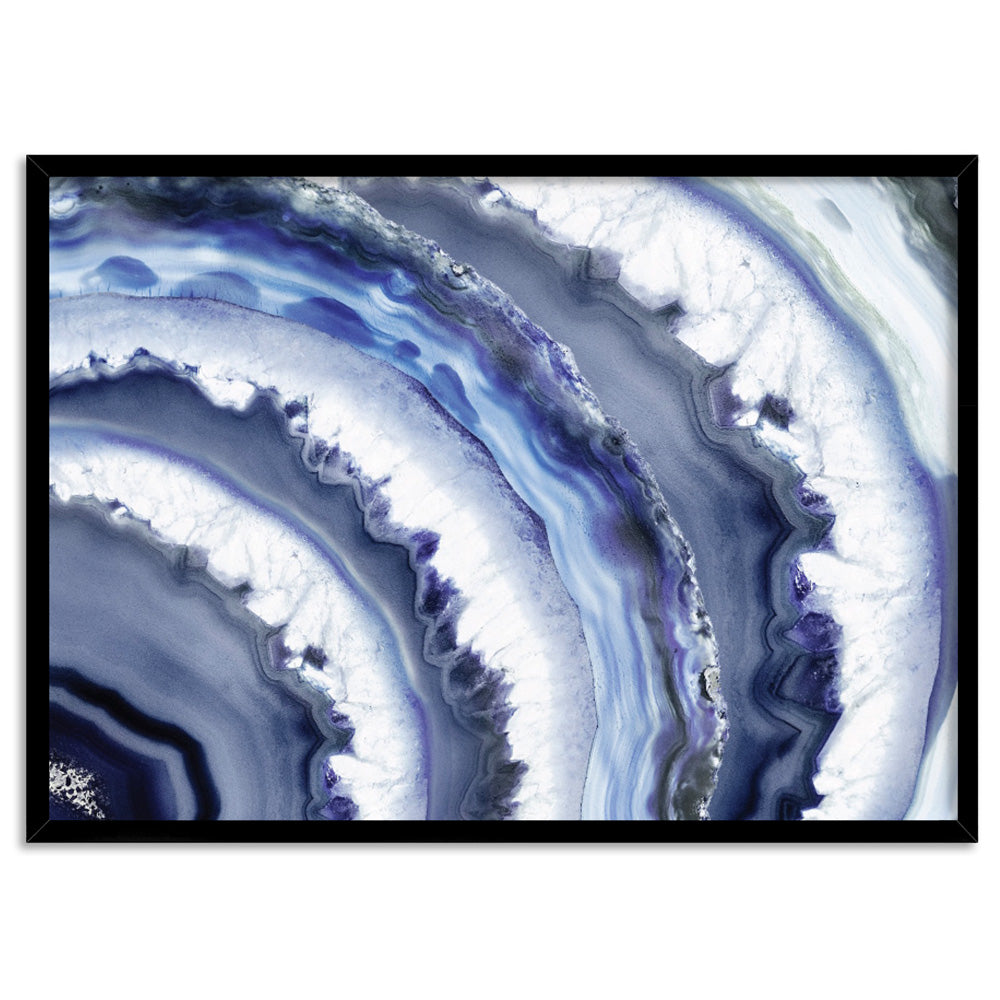 Agate Slice Geode Purple - Art Print, Poster, Stretched Canvas, or Framed Wall Art Print, shown in a black frame