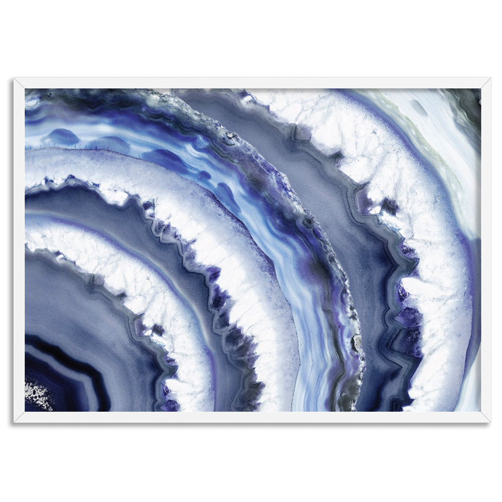 Agate Slice Geode Purple - Art Print, Poster, Stretched Canvas, or Framed Wall Art Print, shown in a white frame
