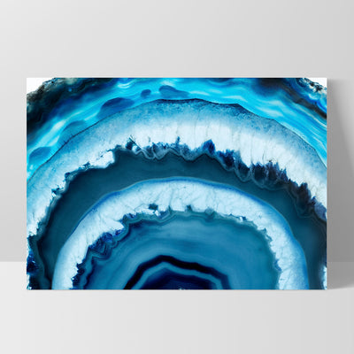 Agate Slice Geode Turquoise - Art Print, Poster, Stretched Canvas, or Framed Wall Art Print, shown as a stretched canvas or poster without a frame