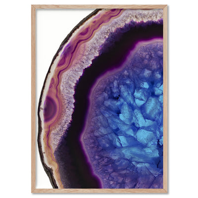 Agate Slice Geode Multicolour I - Art Print, Poster, Stretched Canvas, or Framed Wall Art Print, shown in a natural timber frame