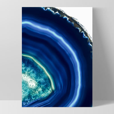 Agate Slice Geode Indigo II - Art Print, Poster, Stretched Canvas, or Framed Wall Art Print, shown as a stretched canvas or poster without a frame
