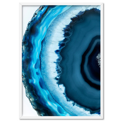 Agate Slice Geode Turquoise II - Art Print, Poster, Stretched Canvas, or Framed Wall Art Print, shown in a white frame