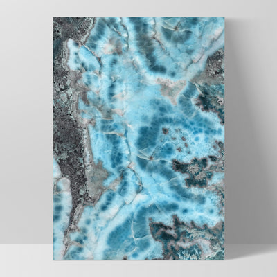 Larimar Slice Stone in Turquoise Watercolour - Art Print, Poster, Stretched Canvas, or Framed Wall Art Print, shown as a stretched canvas or poster without a frame