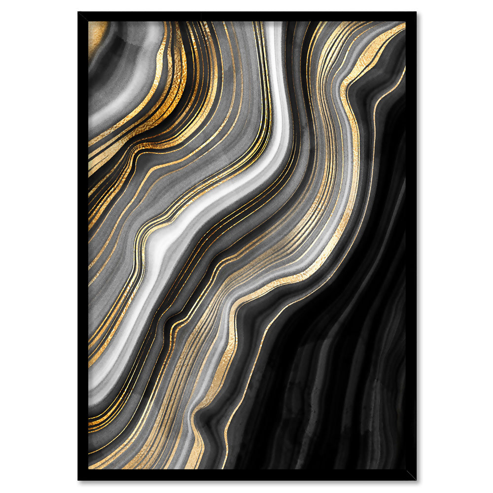 Agate Slice Luxury I - Art Print, Poster, Stretched Canvas, or Framed Wall Art Print, shown in a black frame