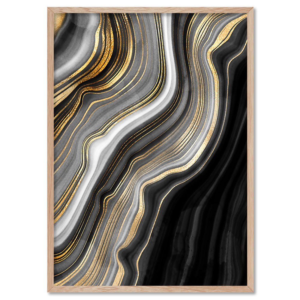 Agate Slice Luxury I - Art Print, Poster, Stretched Canvas, or Framed Wall Art Print, shown in a natural timber frame