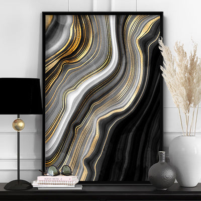 Agate Slice Luxury I - Art Print, Poster, Stretched Canvas or Framed Wall Art Prints, shown framed in a room