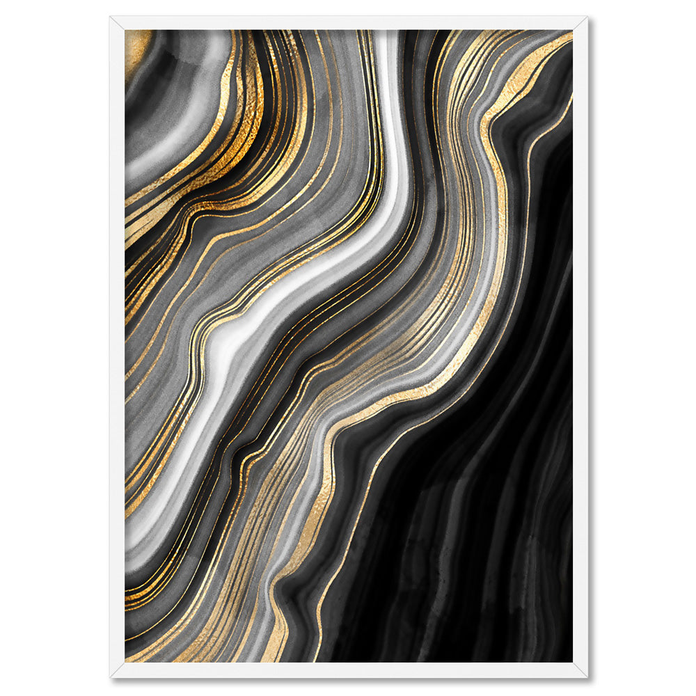 Agate Slice Luxury I - Art Print, Poster, Stretched Canvas, or Framed Wall Art Print, shown in a white frame