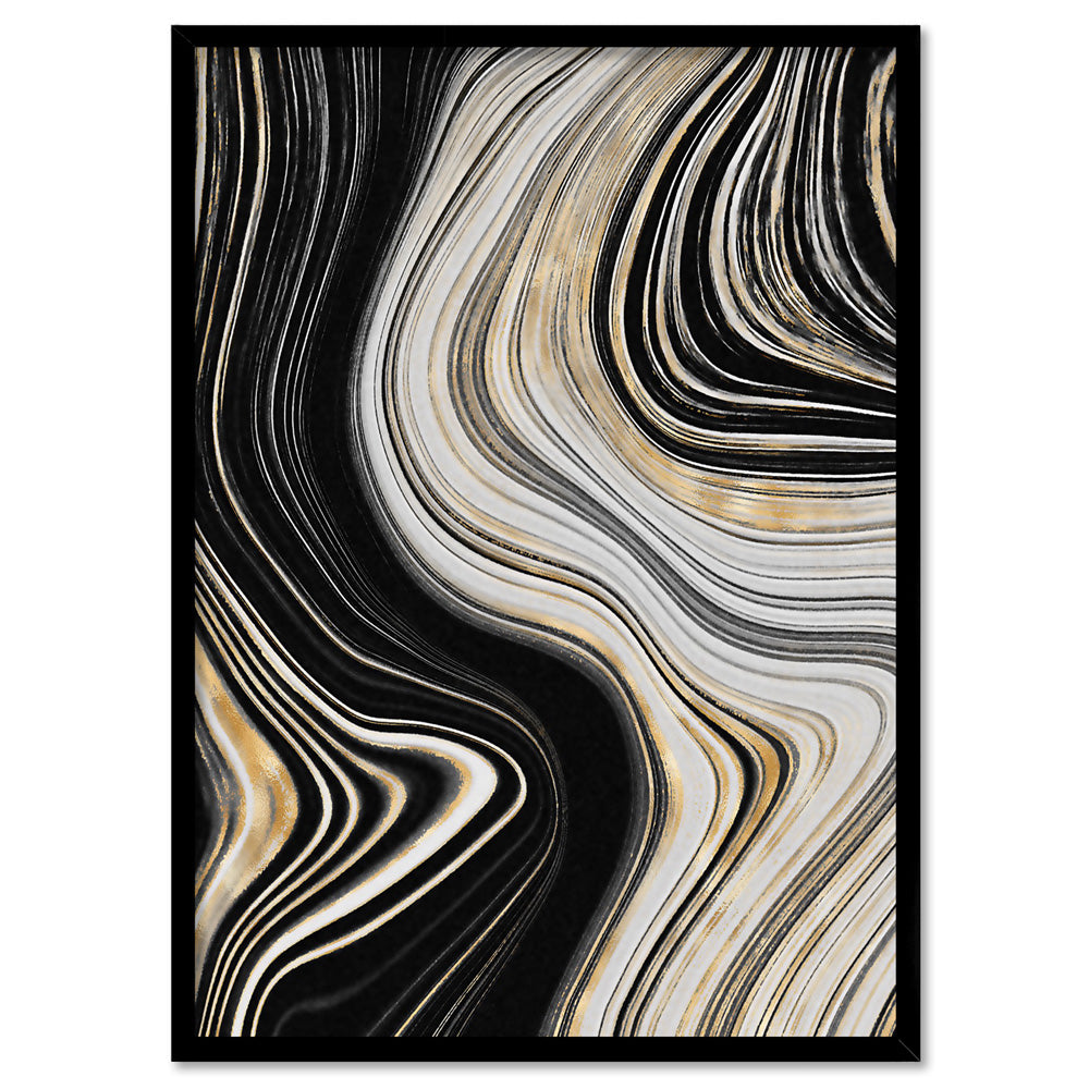 Agate Slice Luxury II - Art Print, Poster, Stretched Canvas, or Framed Wall Art Print, shown in a black frame