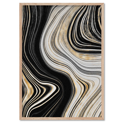 Agate Slice Luxury II - Art Print, Poster, Stretched Canvas, or Framed Wall Art Print, shown in a natural timber frame