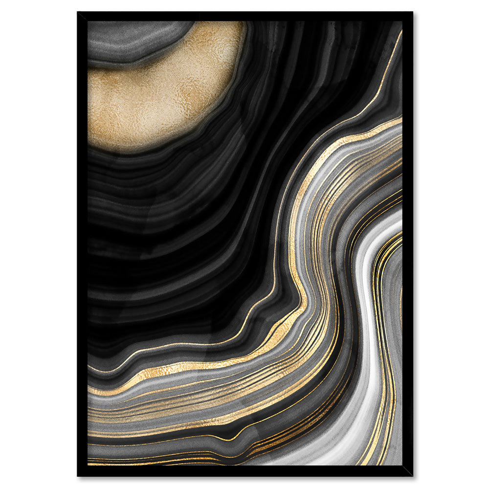 Agate Slice Luxury III - Art Print, Poster, Stretched Canvas, or Framed Wall Art Print, shown in a black frame
