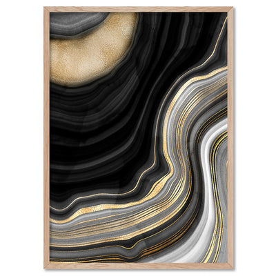 Agate Slice Luxury III - Art Print, Poster, Stretched Canvas, or Framed Wall Art Print, shown in a natural timber frame