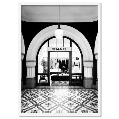 Designer Store Front Arch - Art Print, Poster, Stretched Canvas, or Framed Wall Art Print, shown in a white frame