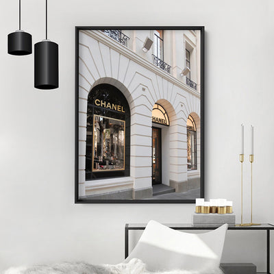 Fashion Designer Store Front Melbourne - Art Print, Poster, Stretched Canvas or Framed Wall Art, shown framed in a room