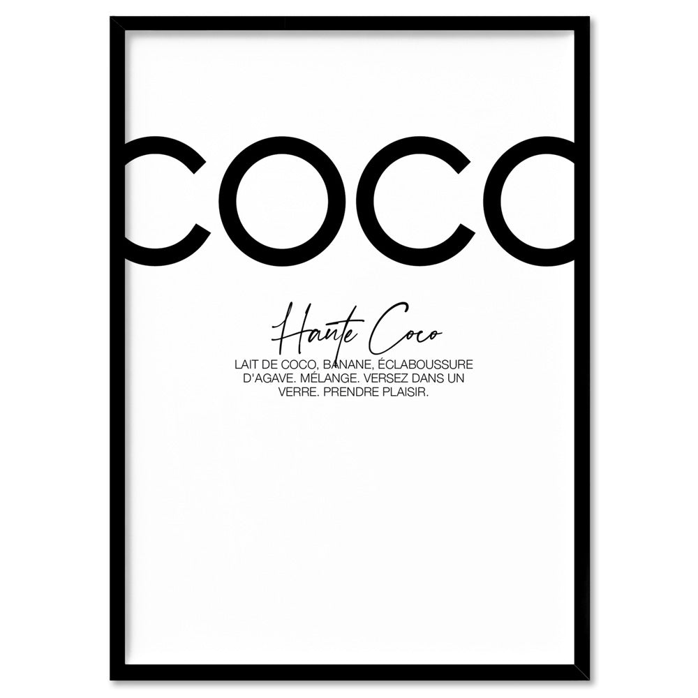 Haute Coco B&W - Art Print, Poster, Stretched Canvas, or Framed Wall Art Print, shown in a black frame