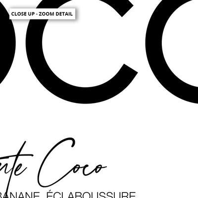 Haute Coco B&W - Art Print, Poster, Stretched Canvas or Framed Wall Art, Close up View of Print Resolution